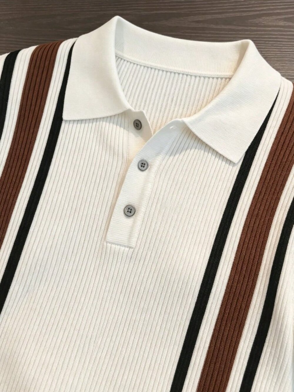 White Casual Men's Sports Regular Fit Striped Polo T-Shirt Top - Picture 4 of 5